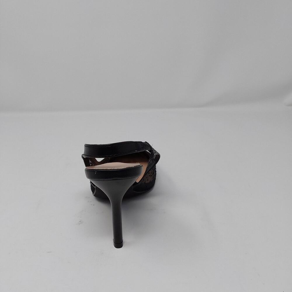 Women’s Black Rhinestone Mesh Slingback Stiletto Heels Pointed Toe Pumps Size 6 - Picture 8 of 16
